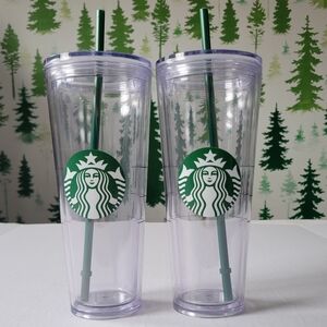 Two Starbucks 24oz Clear Cups.
